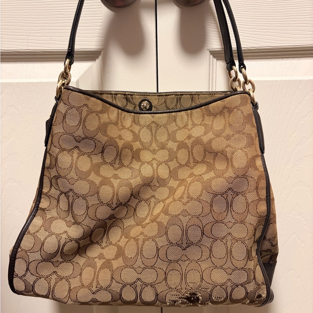 Coach Phoebe Tan brown Signature Shoulder Bag